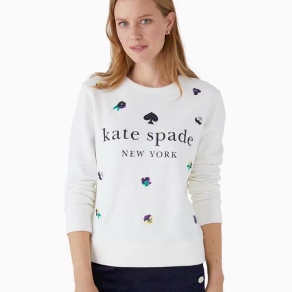 kate spade Sweaters - Kate Spade White Sweatshirt with Floral Design